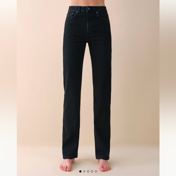JEANERICA / KHAITE Danielle Eiffel Black Straight Leg Jeans (24) - Picture 1 of 6